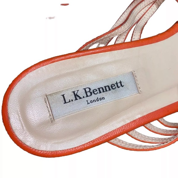 L.K.Bennett Orange Leather/Suede Slide Sandals Sz Women’s 38,8 - Picture 3 of 7